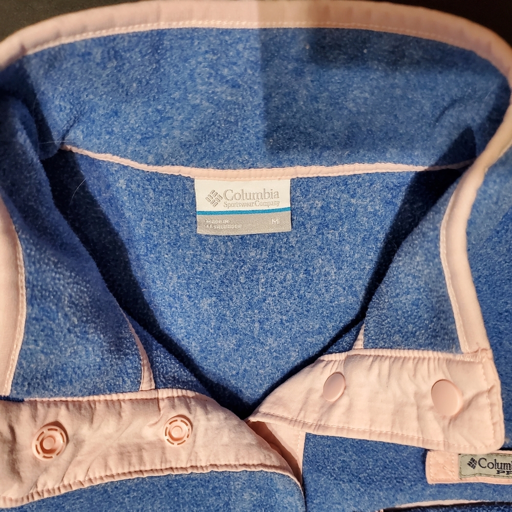 Columbia PFG Fleece Pullover Women Blue Pink Snap Neck Palmetto South Carolina S - Picture 4 of 8
